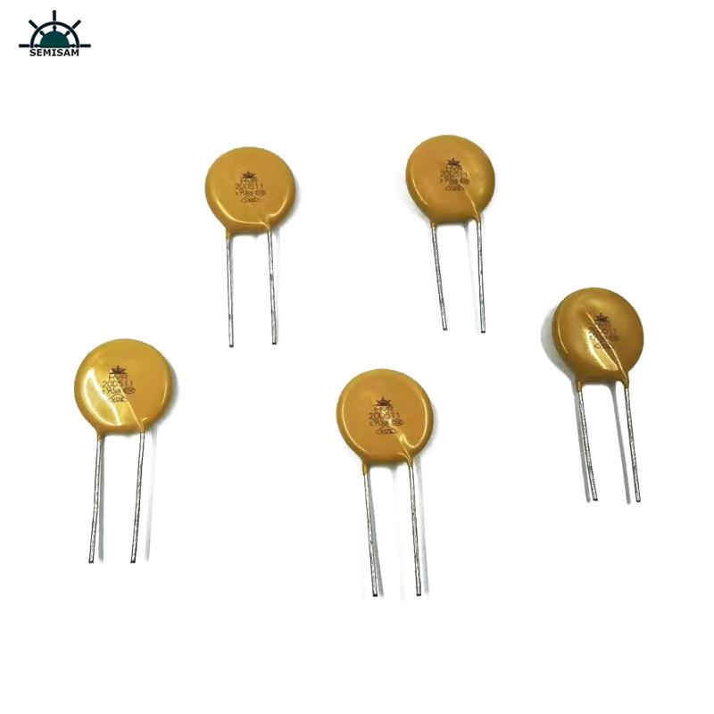 Κίνα ODM Electronics Components, Κίτρινο MOV 20mm HVR20D511K Οξείδιο του οξείδιο του ψευδαργύρου για εξοπλισμό τροφοδοσίας